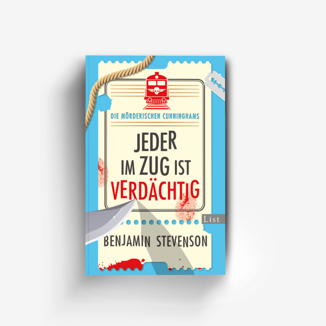 Buchcover von Die mörderischen Cunninghams. Jeder im Zug ist verdächtig (Die mörderischen Cunninghams 2)